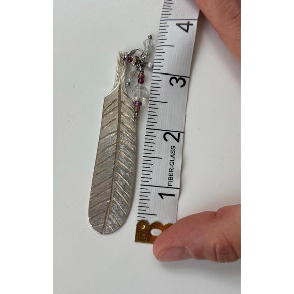 Upcycled Silverware Feather Pendant Necklace: Bohemian Flatware Jewelry - Picture 5 of 6